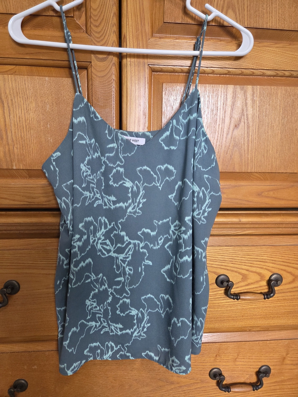 Nine West Teal and Mint Floral-Outline Cami